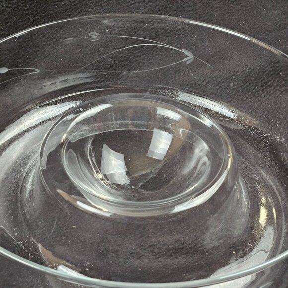 Princess House Chip And Dip Heritage Pattern Etched Floral Design Clear Crystal - Picture 7 of 8